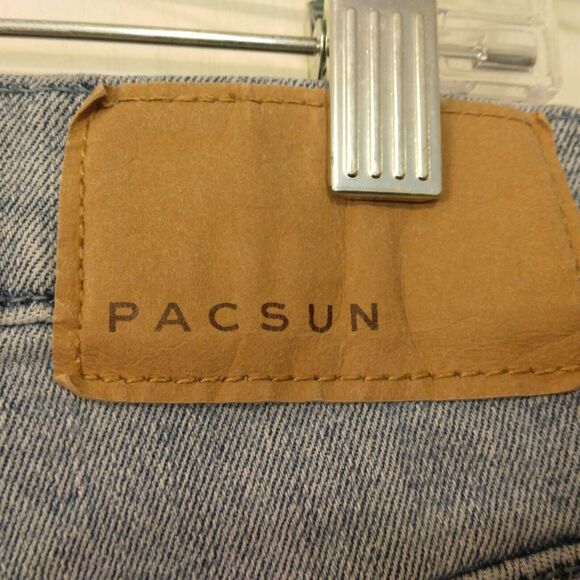 PacSun jeans mens 30x32 blue denim slim fit tapered leg light wash stretch - Picture 3 of 10